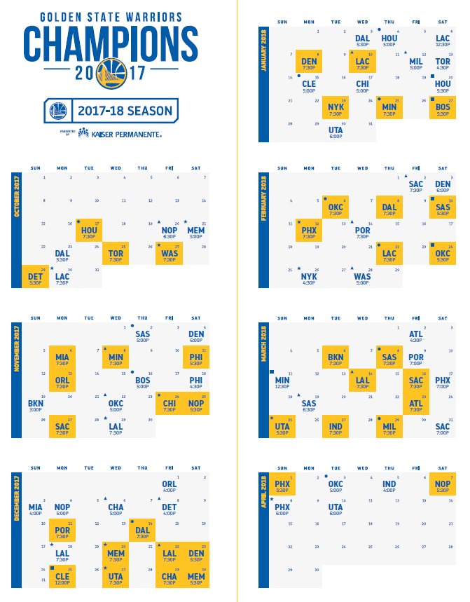 Warriors Printable Schedule Customize and Print