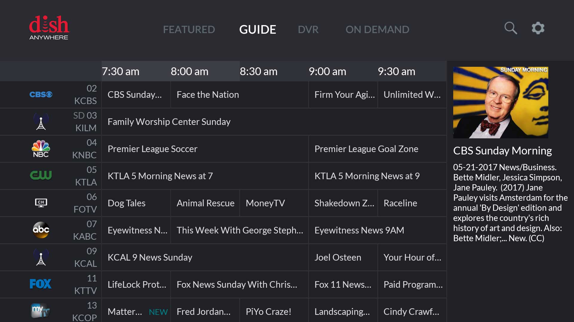 American TV Guide. Channel Guide. Dish list