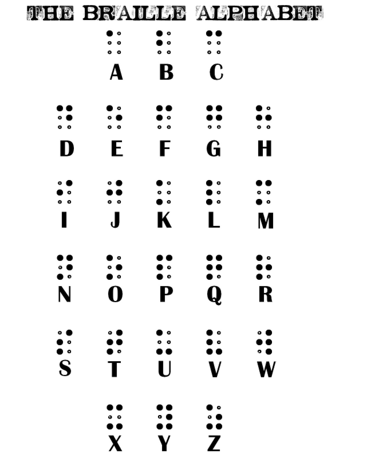 Free Printable Braille Alphabet Printable World Holiday