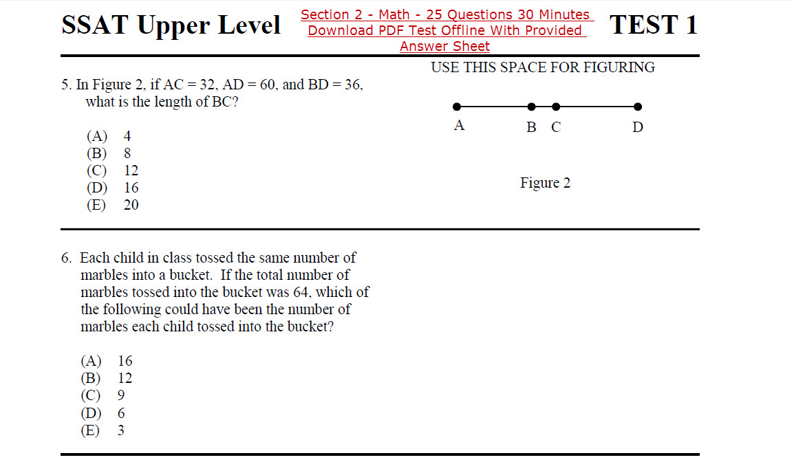 Free Isee Middle Level Practice Test Printable