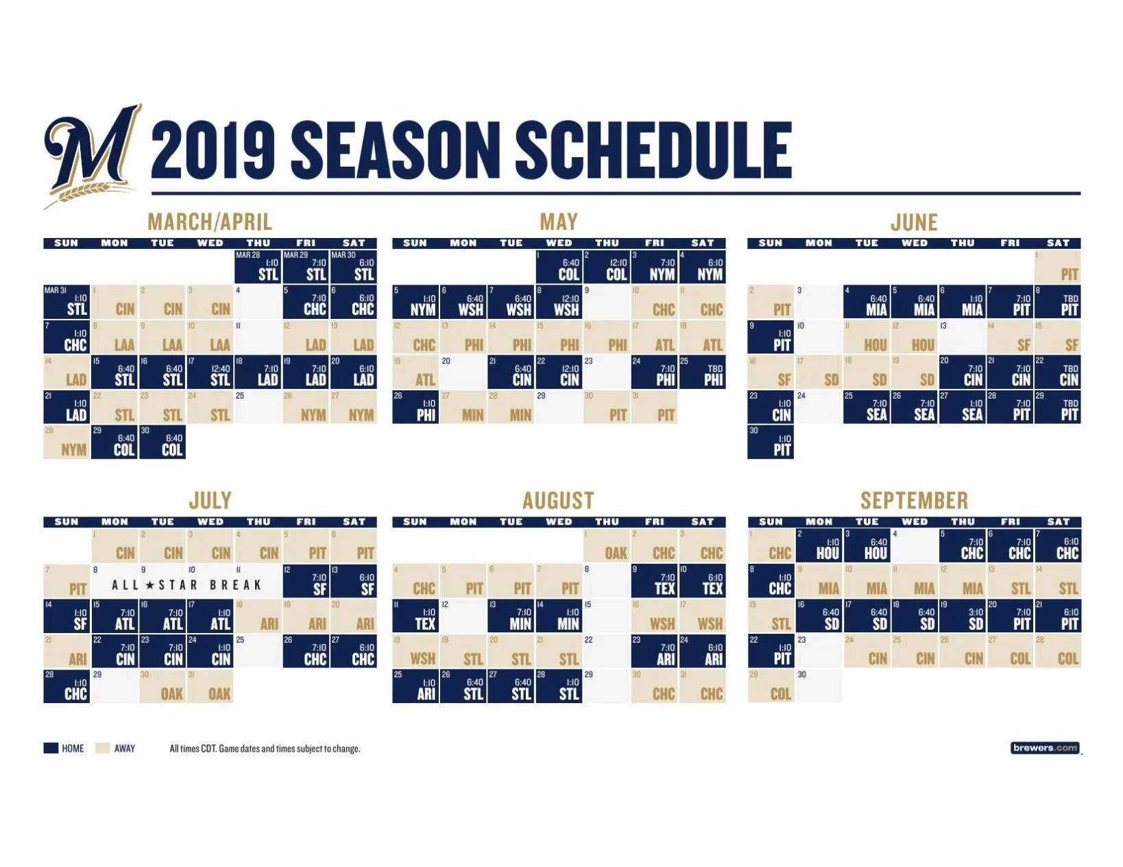 Milwaukee Brewers 2022 Schedule Printable Printable World Holiday