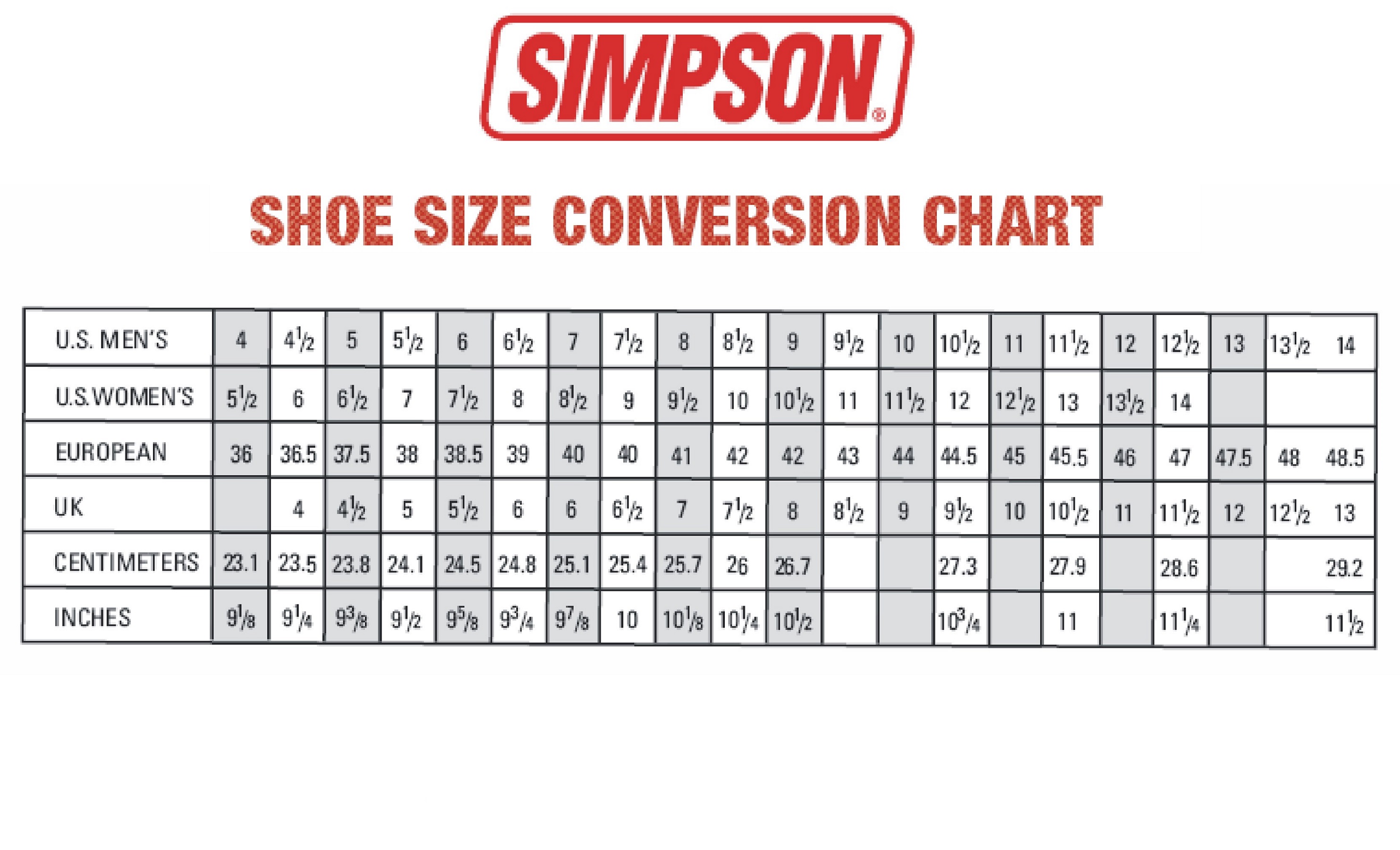 european shoe sizes