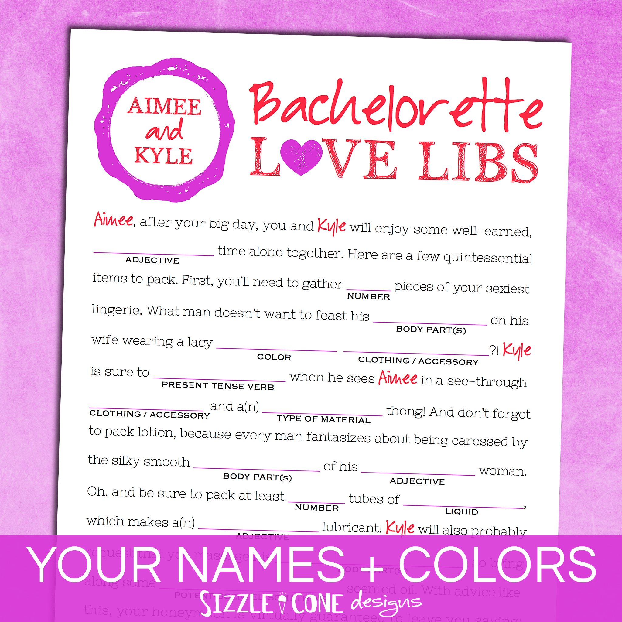 Bachelorette Party Mad Libs Free Printables