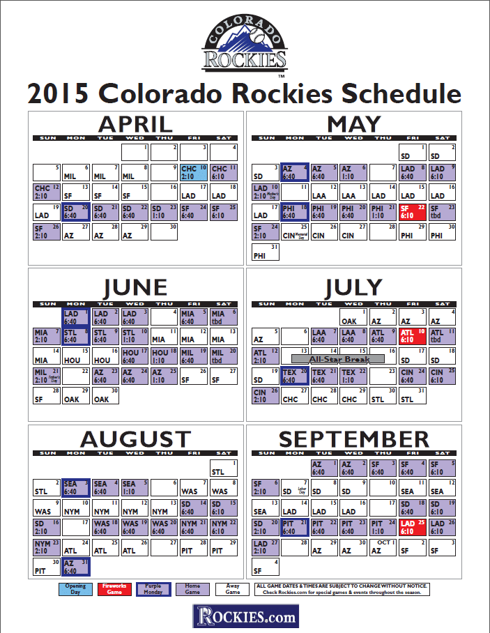 rockies printable schedule PrintableTemplates