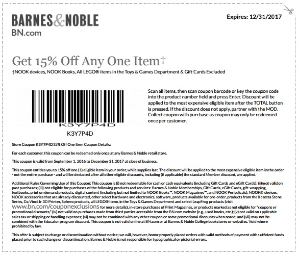 coupon for barnes and nobles