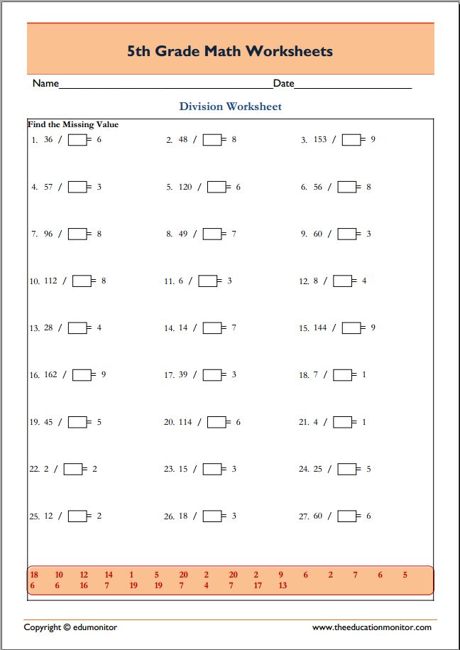 free printable long division worksheets 5th grade ...