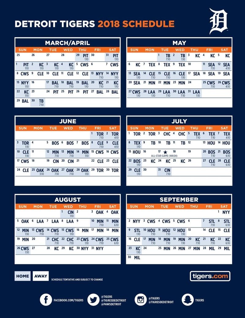 Detroit Tigers 2023 Printable Schedule - Printable World Holiday
